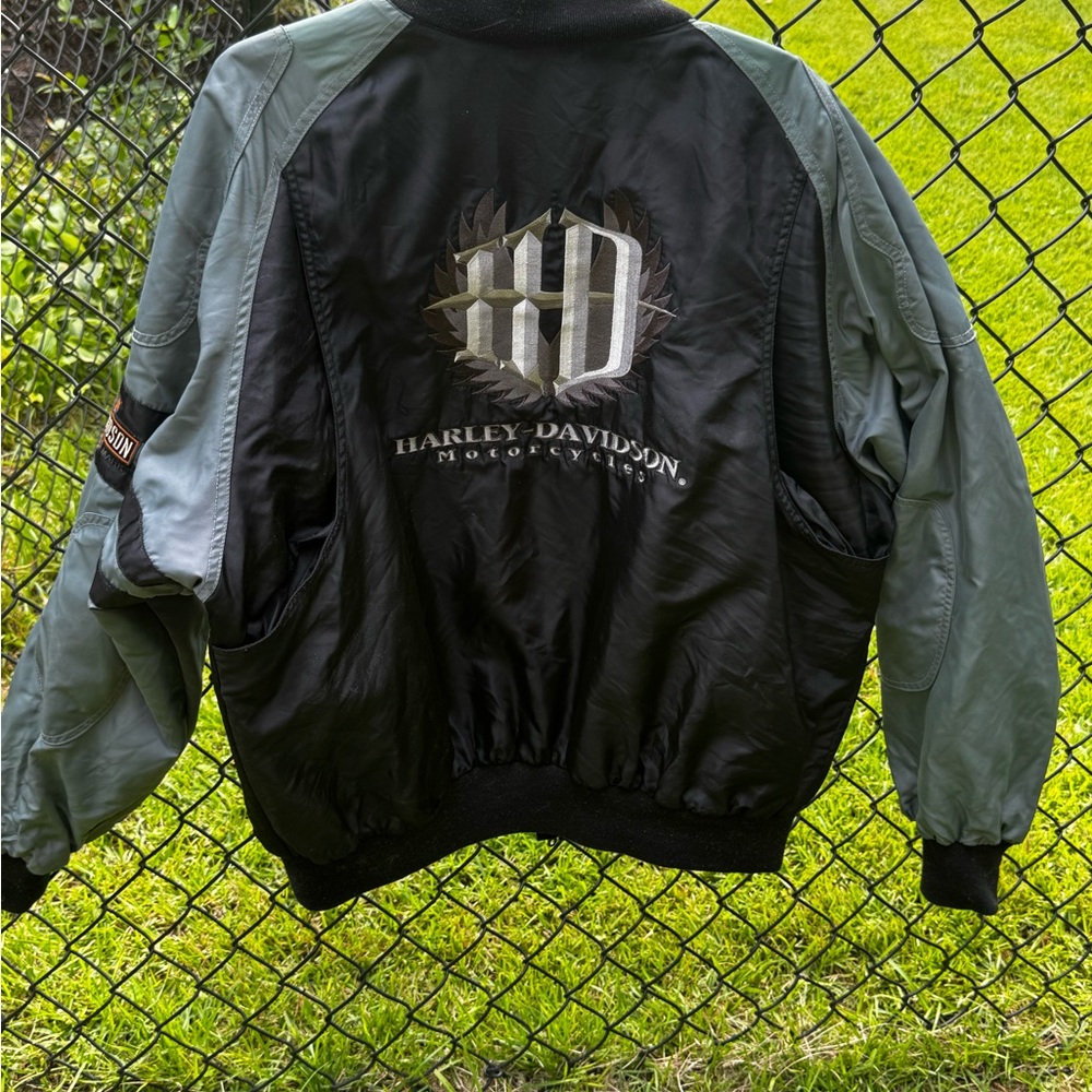 Harley-Davidson Black and Gray Bomber Jacket